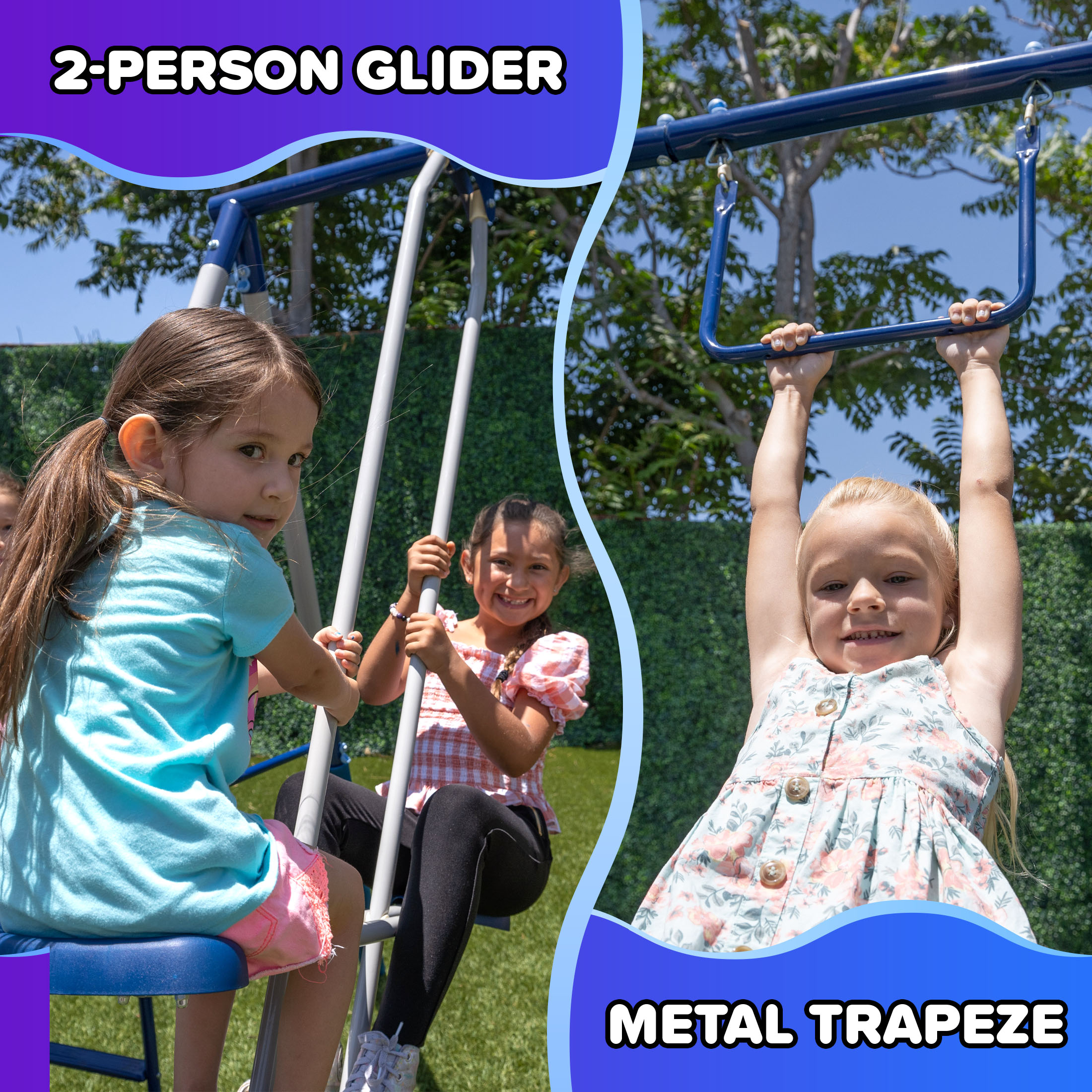 Sportspower Arcadia Metal Swing Set with Glider & Trapeze photo 4