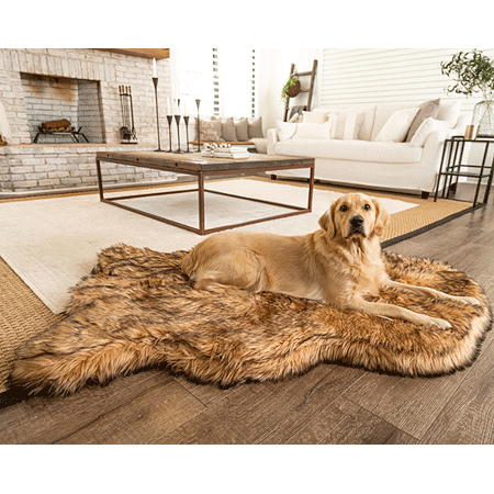 PupRug Faux Fur Orthopedic Dog Bed Curve Sable Tan L/XL