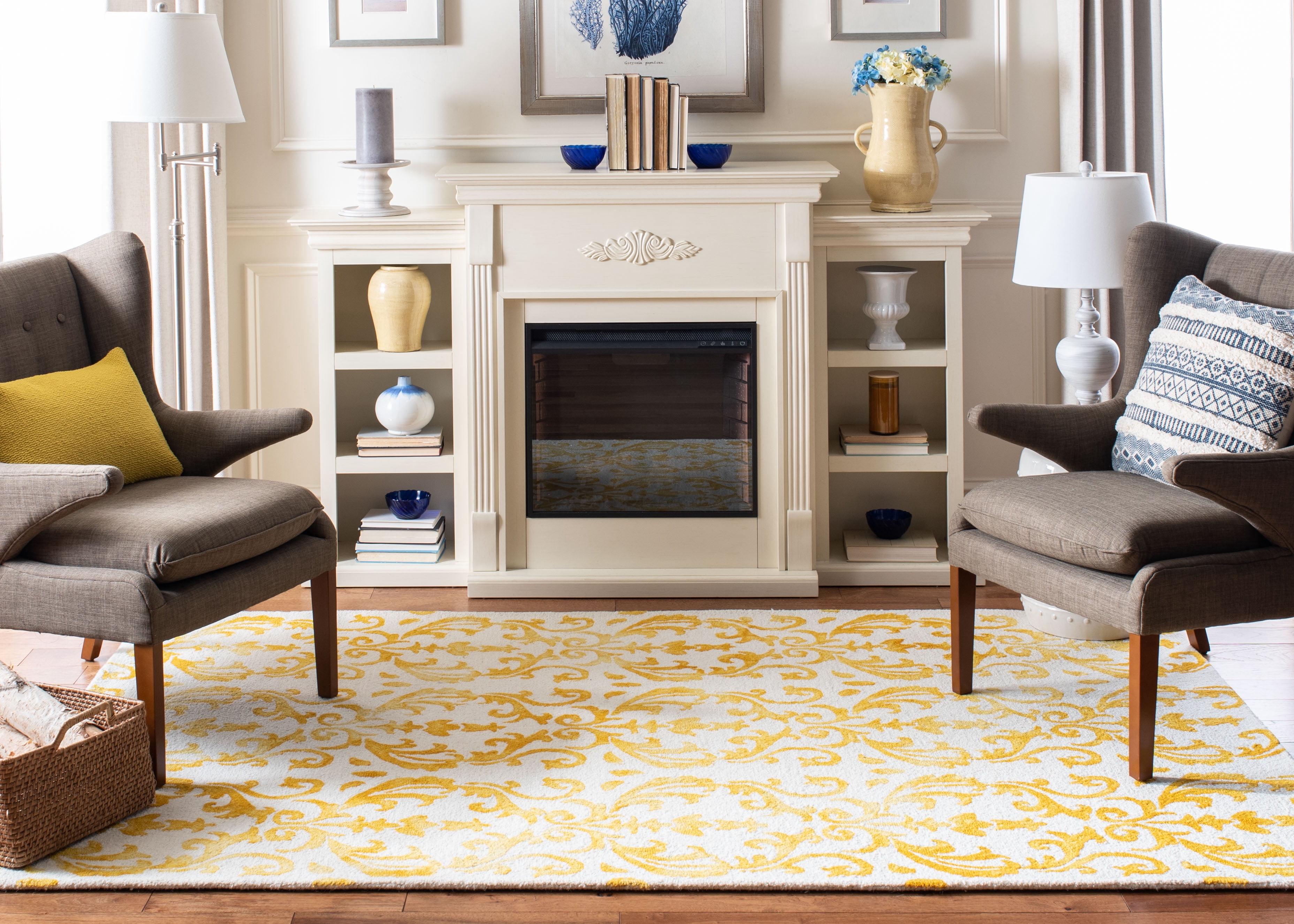 Safavieh Dip Dye Ernest Distressed Area Rug, Ivory/Gold, 9' x 12'