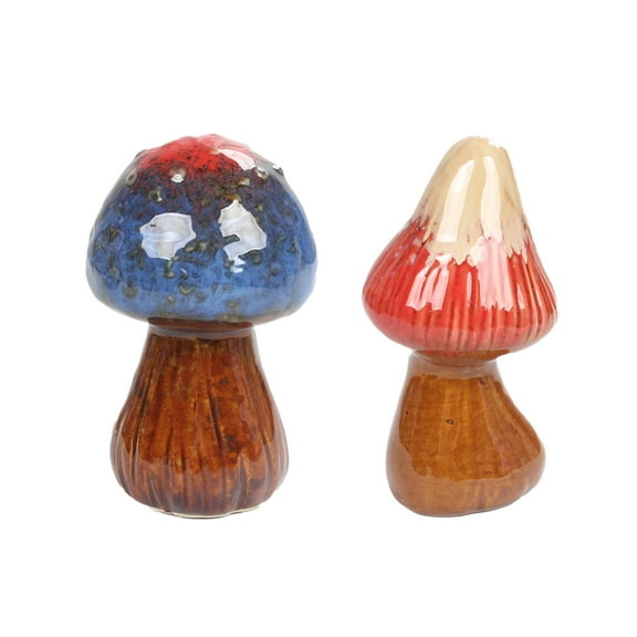 2 Pack Ceramic Mushroom for Garden, Lawn Ornament Mushroom Statue Decor for Fairy Garden, Yard, Indoor, Outdoor, Pottery Ornament 4 Inches in Height,Style 1