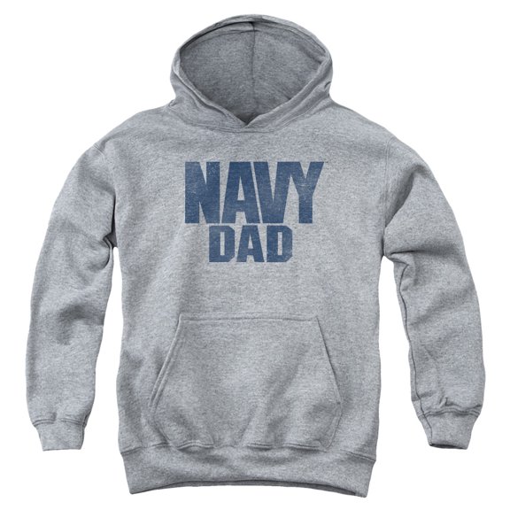Navy Navy Dad Youth Pullover Hoodie Sweatshirt Athletic Heather