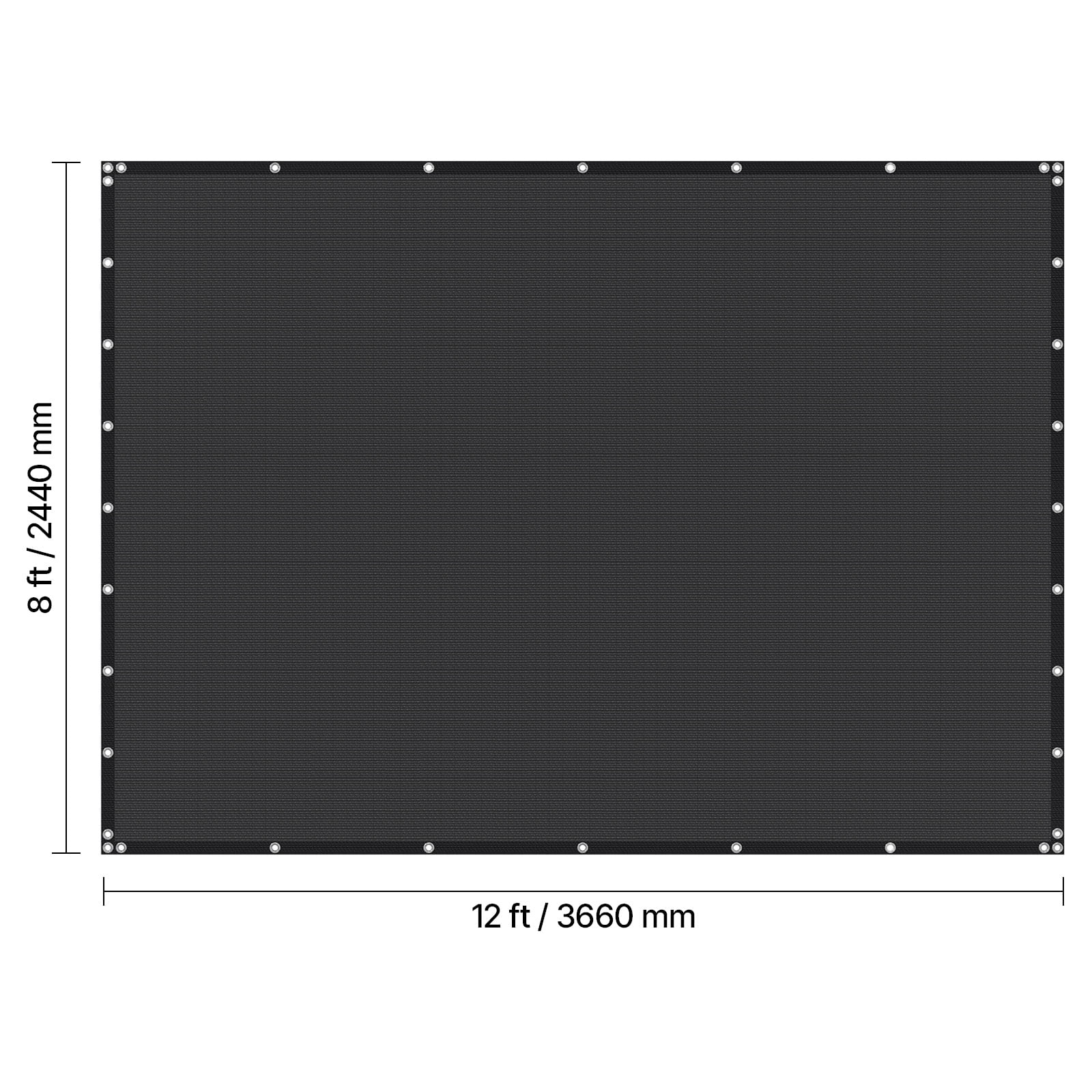 KFFKFF 90% Sun Shade Cloth, 8 x 12 ft Pergola Shade Cover with Stainless Steel Grommets, Privacy Screen Made of 140 GSM HDPE Material, Suitable for Outdoor, Patio, Garden, and Backyard (Black)