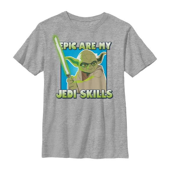 Boy's Star Wars Galaxy of Adventures Yoda Epic Jedi Skills Graphic Tee Athletic Heather Medium