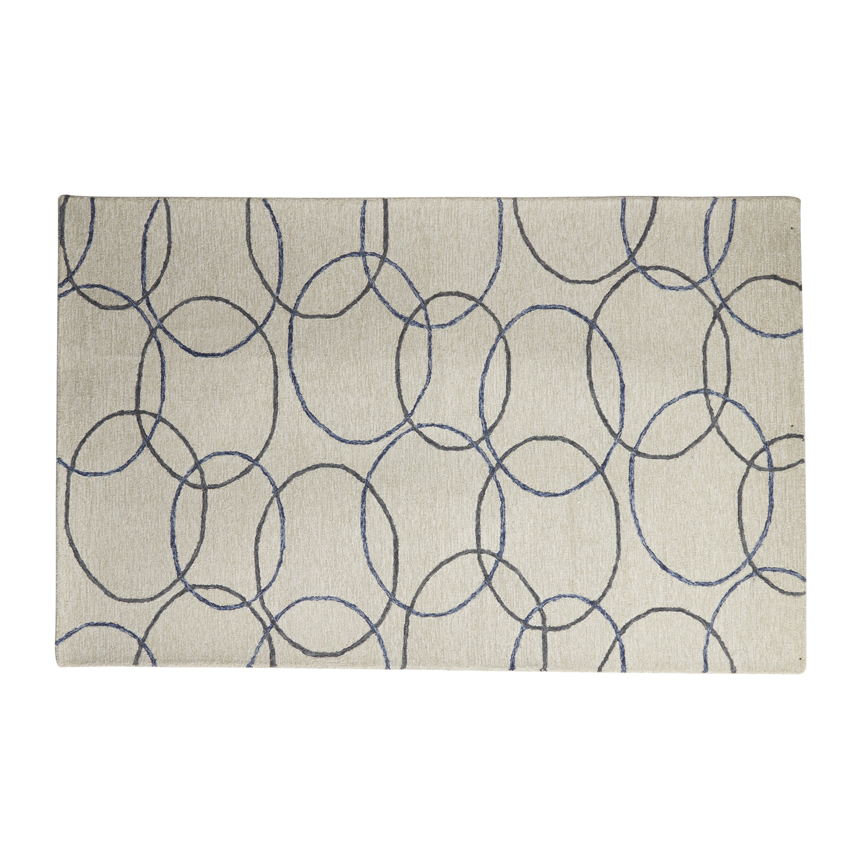 DecMode Living room Rectangle Geometric Modern Area Rug, Cream, 8' x 10', 1 - Piece