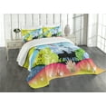 thumbnail image 3 of Ambesonne Nature Quilted Bedspread Set 3 Pcs, 2 Reindeer in Spring, Queen Size, Multicolor, 3 of 5