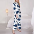 thumbnail image 3 of Balery Cute Cartoon Dinosaurs Conjunto de Pijama con Estampado para Mujer, Conjunto de Dos Piezas con Manga Larga, Ropa de Dormir Suave con Bolsillos, Pijamas Cómodos-XX-Large, 3 of 7