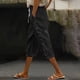 thumbnail image 2 of Pantalones capri de verano con cintura elástica y botones laterales para mujer: color liso, estilo informal/deportivo con elasticidad, 2 of 5