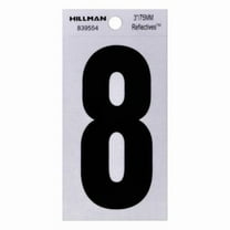 Hillman Fasteners 101338 3 in. Thin Adhesive Letter 8, Black - Pack of 6