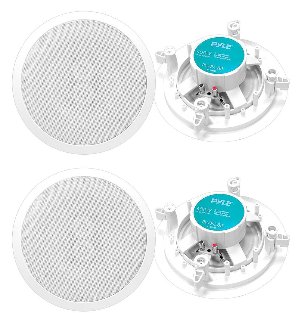 PYLE PWRC82 8" 2 Way Indoor/Outdoor Waterproof Ceiling Speakers, (4