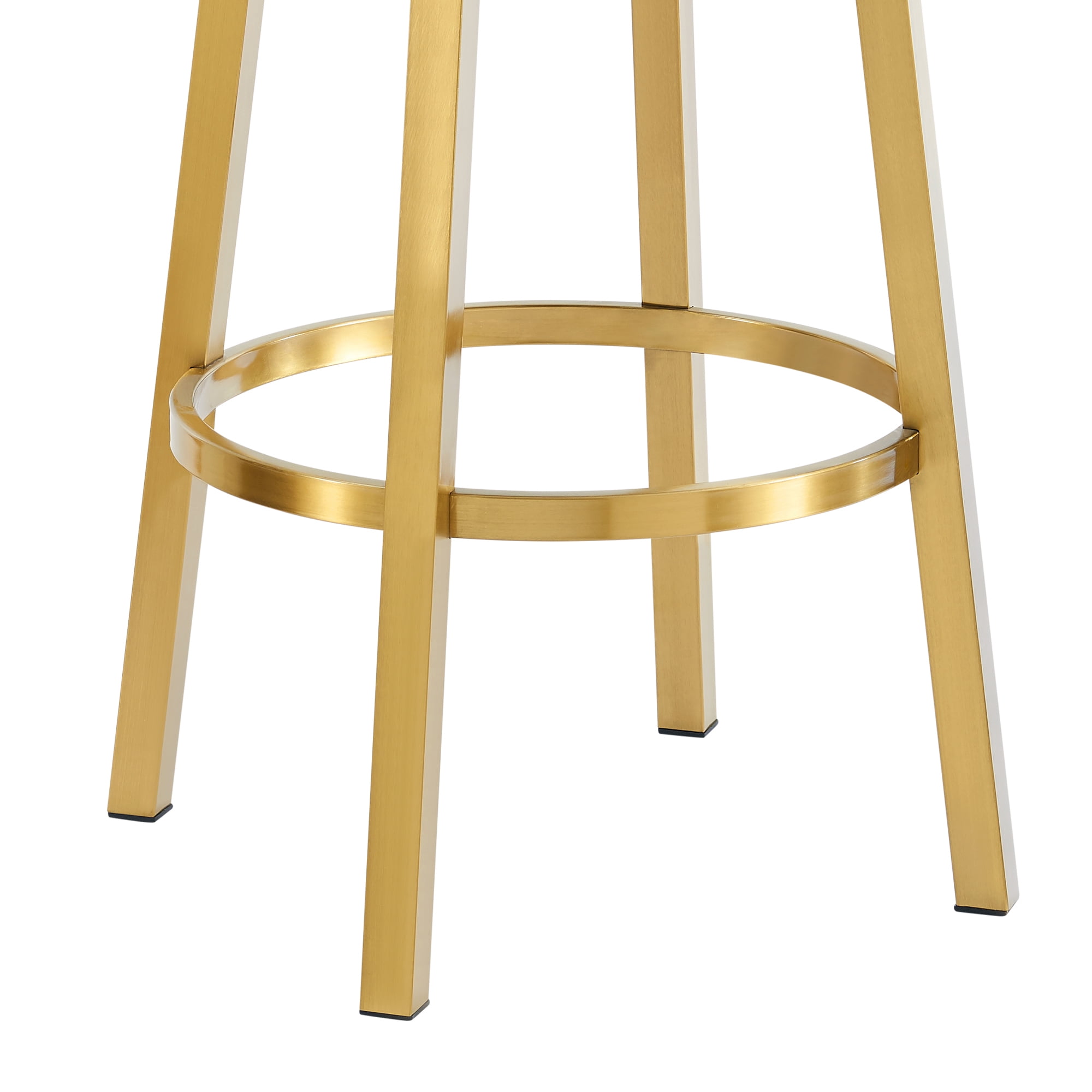 Madrid 26" Swivel Counter Stool in Gold Brushed Stainless Steel with White Faux Leather