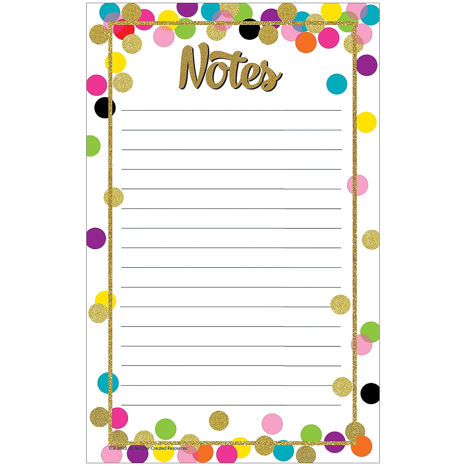 Teacher Created Resources Confetti Notepad, 5" x 8", 50 Sheets Per Pad, Pack of 6