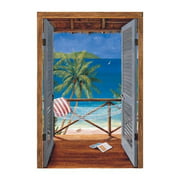 York Wallcoverings OA4683M Trompe L'Oiel Tropical Doors Wall Accent, Mural