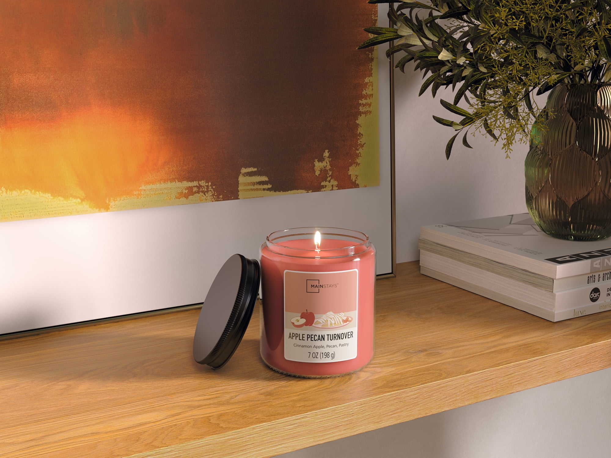 Mainstays 3-Wick Scented Glass Jar Candle, Apple Pecan, 7oz.