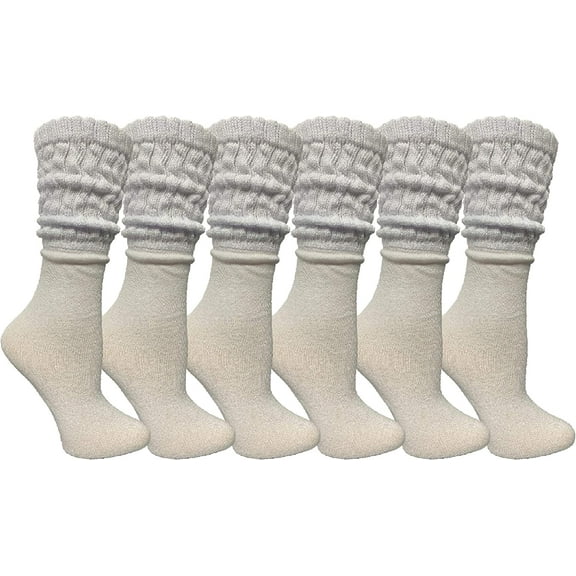 Yacht & Smith 6 Pairs Women's Scrunched Slouch Socks, Cotton Boot Socks Bulk Pack