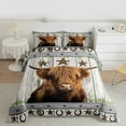 thumbnail image 2 of Homewish Highland Cattle 3 Pieces Queen Comforter Set for Kids Children Boys Girls,Rustic Cabin Ultra Soft Bedding Sets,Retro Vintage Bedding Comforter Set,Lightweight Room Decor, 2 of 8