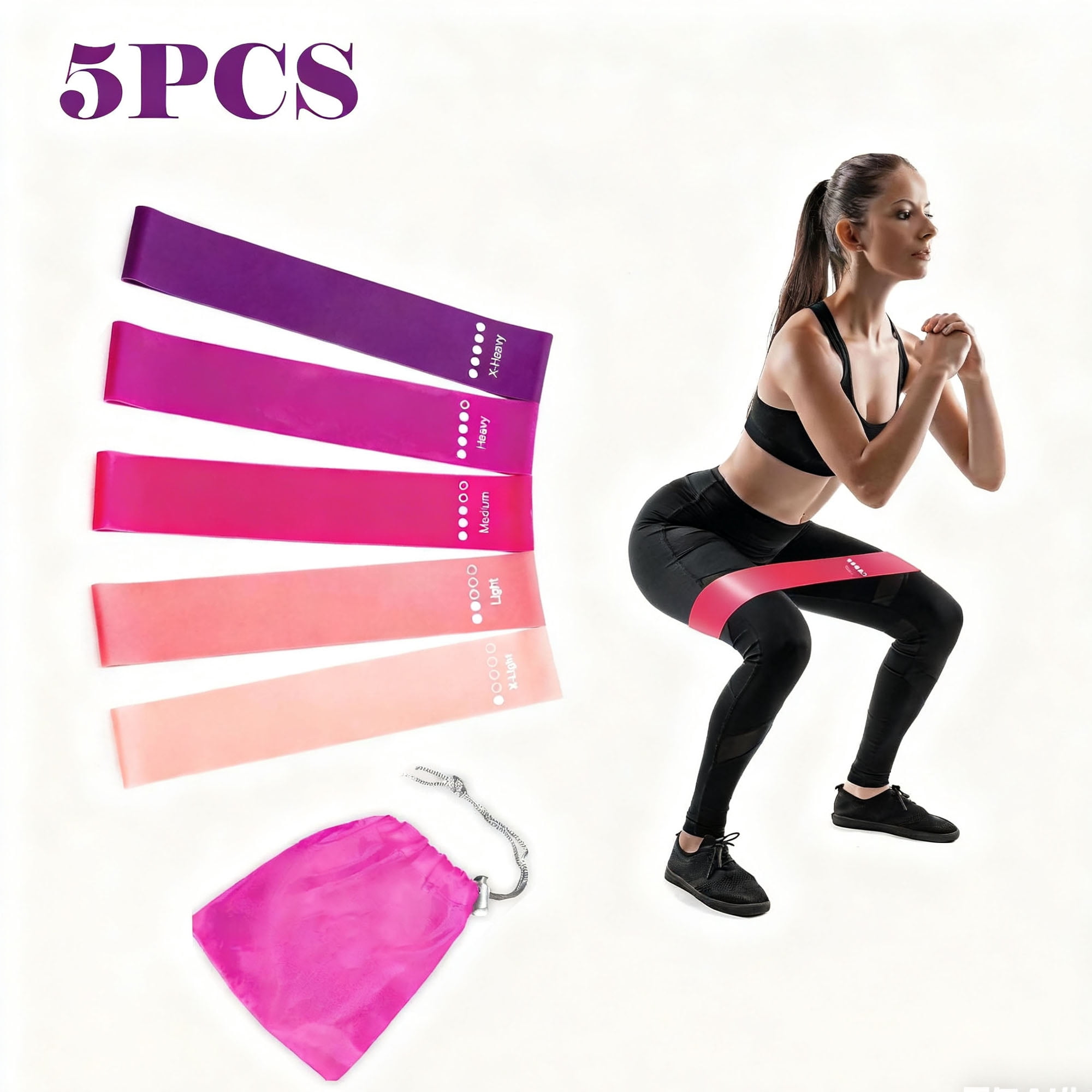 2-Piece Resistance Exercise Bands With Handles - Stretch Bands For Seniors & Home Therapy Workouts