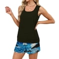 thumbnail image 5 of Hawaiian Outfits for Women 2 Piece Sets Sleeveless Scoop Neck Tank Tops and Beach Shorts Set Loungewear 2 Pc Sets Black S, 5 of 9