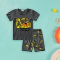 thumbnail image 2 of GiLiling Boys Short Sleeve Home Outfit Set - Excavator Print T Shirt with Shorts 2 Piece Loungewear Clothing Set (Grey, 12-24 Months), 2 of 9