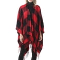 thumbnail image 1 of Poncho tipo capa abierto con frente cálido para mujer, chales con bloques de color, cárdigan de invierno, ponchos estampados para mujer, 1 of 6