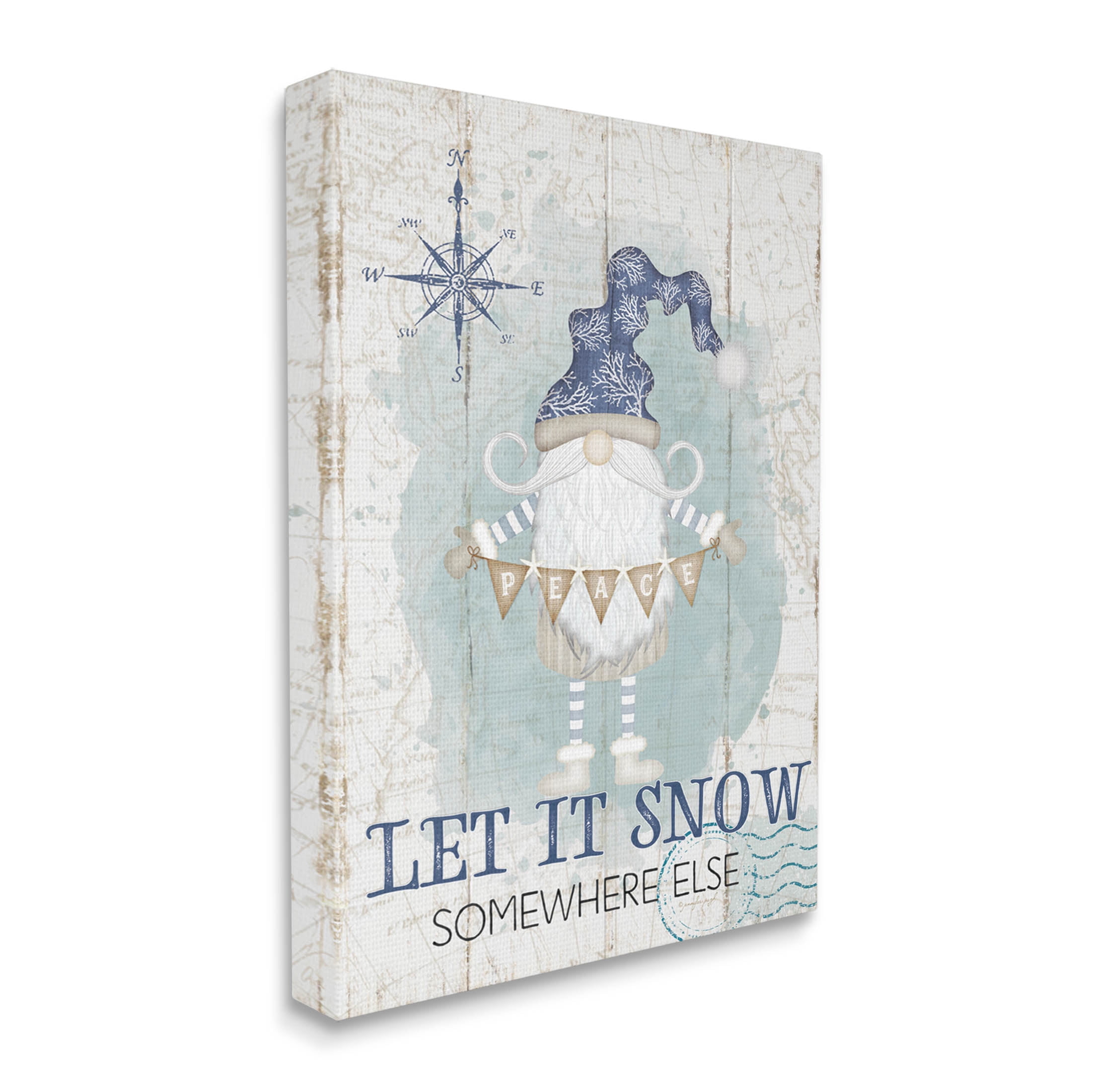 Stupell Industries Let It Snow Somewhere Else Gnome Graphic Art Gallery Wrapped Canvas Print Wall Art, Design by Jennifer Pugh
