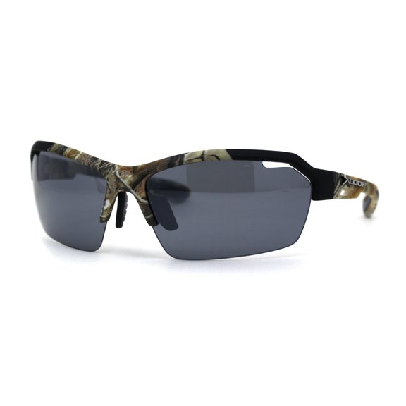 Mens Xloop Hunters Foliage Camo Half Rim Plastic Sunglasses Beige Black