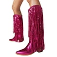 thumbnail image 3 of Bottes Mi-Mollet pour Femmes Design à Franges Design Pointu Talon Épais Non - Chaussures pour Toutes Occasions, 3 of 9