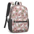 thumbnail image 2 of Bull Terrier and Leaves Pink Pattern 17" Waterproof Oxford School Backpacks for Teens, S-Shape Padded Straps, for School, Travel, Hiking, Camping, 2 of 5