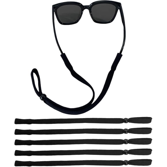 5-Pack Anti-Slip Glasses Straps – Adjustable Eyewear Retainer Cord for Sports & Reading – Universal Fit for Men Women Kids – Secure Sunglass Holder for Running Cycling Outdoor Activities (Black)