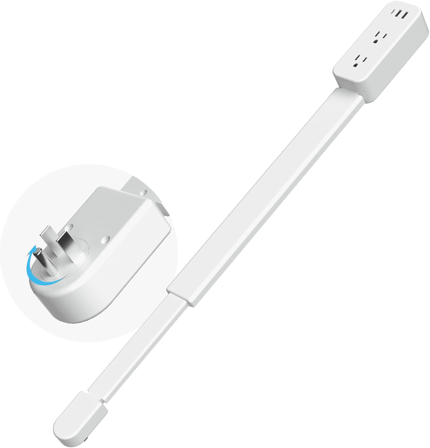 Adjustable Outlet Extender - 270° Rotatable, with USB-C, 2 USB-A & 2 AC Outlets, Extends 22"-34"(55.9-86.4cm), Ideal for Hard-to-Reach Outlets Behind Nightstands, Sofas & Desks