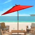 thumbnail image 3 of Safavieh Cannes 9' Market Push Wooden Patio Umbrella, Red, 3 of 7