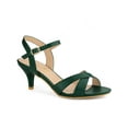 thumbnail image 1 of Women's Cross Straps Kitten Heels Ankle Strap Sandals Dark Green (Size 8), 1 of 6