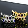 thumbnail image 2 of Christmas Iced Out Teeth Grillz Set for Men & Women, Copper Top & Bottom Grills with Multi-Color Zirconia, Silver & Gold Tone Hip Hop Party Jewelry, 2 of 3