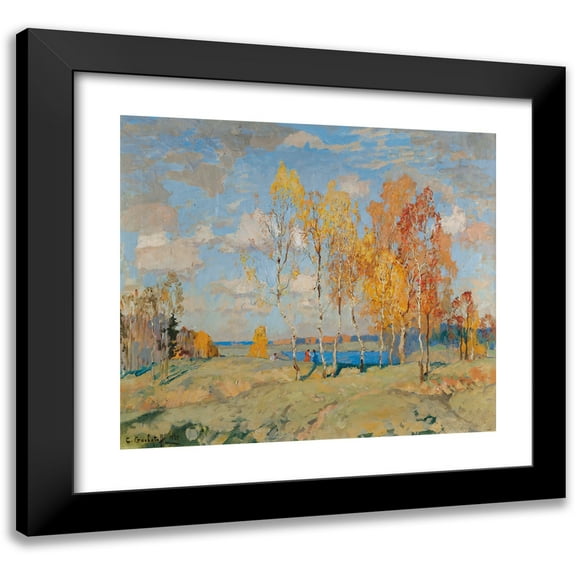 Konstantin Ivanovich Gorbatov 13x12 Black Modern Framed Museum Art Print Titled - Autumn Landscape (1929)