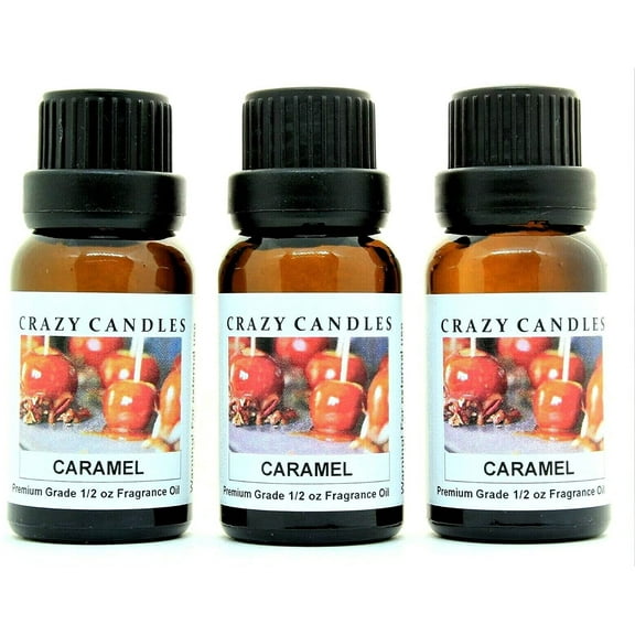 Crazy Candles Caramel 3 Bottles 1/2 FL Oz Each (15ml) Premium Grade Scented Fragrance Oil Made in USA