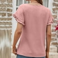 thumbnail image 4 of QUNYINEY Tshirts Shirts for Women Casual Solid Crew Neck Ruffle Short Sleeve Tops Loose Pullover Womens Tops, 4 of 6