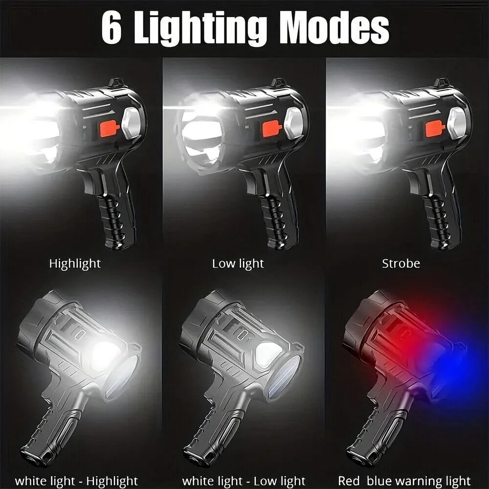 2PCS Super Bright Solar/USB Rechargeable LED Spotlight Flashlight Searchlight, Durable, Waterproof, Multi-Purpose