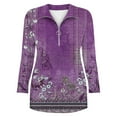 thumbnail image 4 of Yigetop Half Zip Pullover Women, Women's V Neck 3/4 Sleeve Tops Quarter Zip Collared Shirts Shirts Summer Tees Quarter Zip Pullover Women Purple M, 4 of 4
