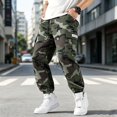 thumbnail image 2 of UDAUDU Men's Camo Cargo Pants Casual Jogger Baggy Pants Multi-Pockets Outdoor Workout Camouflage Joggers Army Green L, 2 of 8