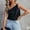 Black, variant on Fengqque Fashion Women Summer One Shoulder Skew Collar Solid Sleeveless Casual Tank Tops
