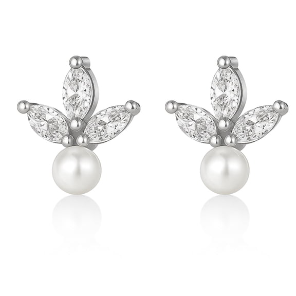 Marquise CZ Flat Back Earrings 18g for Cartilage Helix Tragus Lobe Gold Plated Sterling Silver 1 pair by Ginger Lyne