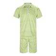 thumbnail image 4 of RUTAYY Men's Outfits Casual 2 Piece Solid Color Zipper Turndown Collar Short Sleeve Blouse and Drawstring Pocket Shorts Travel Elegant Clothing Sets, 4 of 7