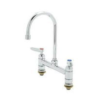 T&S Brass - 8'' c/c Deck Mount Faucet, Swivel Gooseneck, Lever Handles, 00CC Inlets & Ceramas