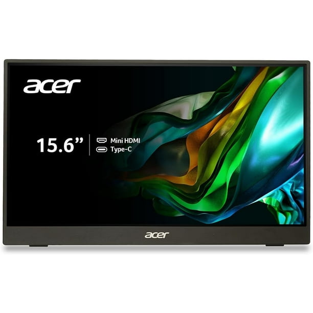 Acer PM161Q Bbmiuux 15.6 Full HD 1920 x 1080 IPS Business Slim Portable Monitor | AMD FreeSync | External Monitor for Laptop PC Mac I Two 1W Speakers | 2 - USB 3.1 Type-C Ports & 1 - Mini HDMI