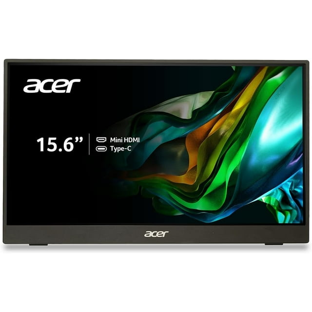 Acer PM161Q Bbmiuux 15.6 Full HD 1920 x 1080 IPS Business Slim Portable Monitor | AMD FreeSync | External Monitor for Laptop PC Mac I Two 1W Speakers | 2 - USB 3.1 Type-C Ports & 1 - Mini HDMI