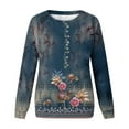 thumbnail image 3 of WTXUE Crewneck Sweatshirt Long Sleeve Shirts Blouses for Women Dressy Casual Floral Tunic Tops Pullover Work Tops Womens Tops Casual Oversized Tshirts Dark Blue Xxl, 3 of 4
