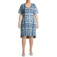thumbnail image 3 of Terra & Sky Women's Plus Size V-Neck T-Shirt Dress with High Low Hem, 3 of 6