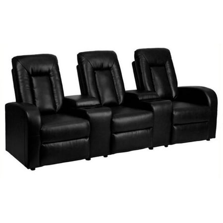 Bowery Hill 3 Seat Home Theater Recliner in Black (Best Home Theater Seating For The Money)