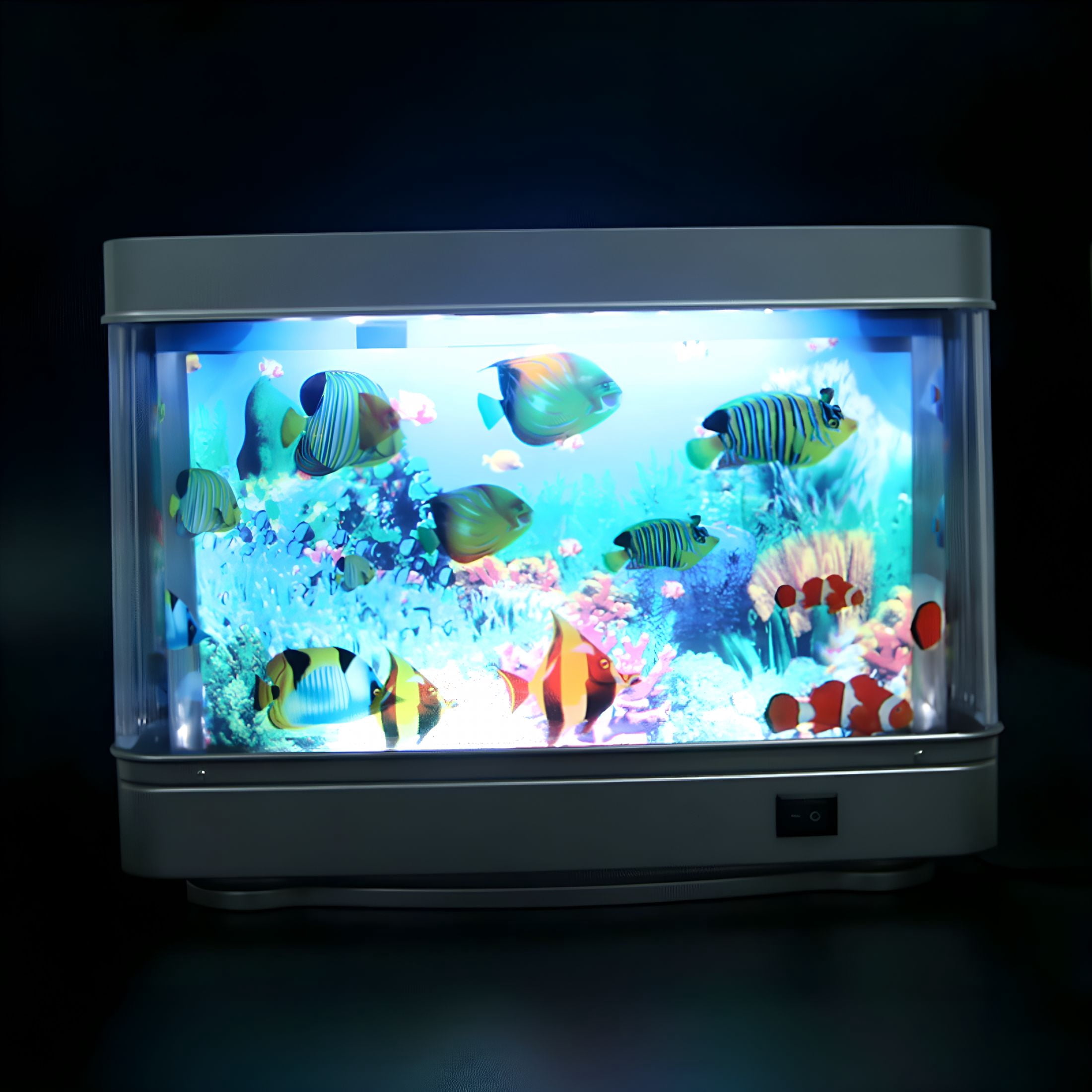 HIBIBUD Fake Fish Tank Mini Aquarium, Artificial Tropical Fish Decorative Lamp, Fish Lamp Aquarium Aquarium Lights Motion Lamp Night Light with Moving Fish (Us Plug)