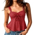 thumbnail image 2 of ClodeEU Women's Polka Dot Print Spaghetti Strap Peplum Cami Top,Sweetheart Neck Sleeveless Summer Tank Red,Women's Plus L, 2 of 5