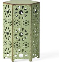 Christopher Knight Home Eliana Outdoor 12" Sunburst Iron Side Table, Crackle Green